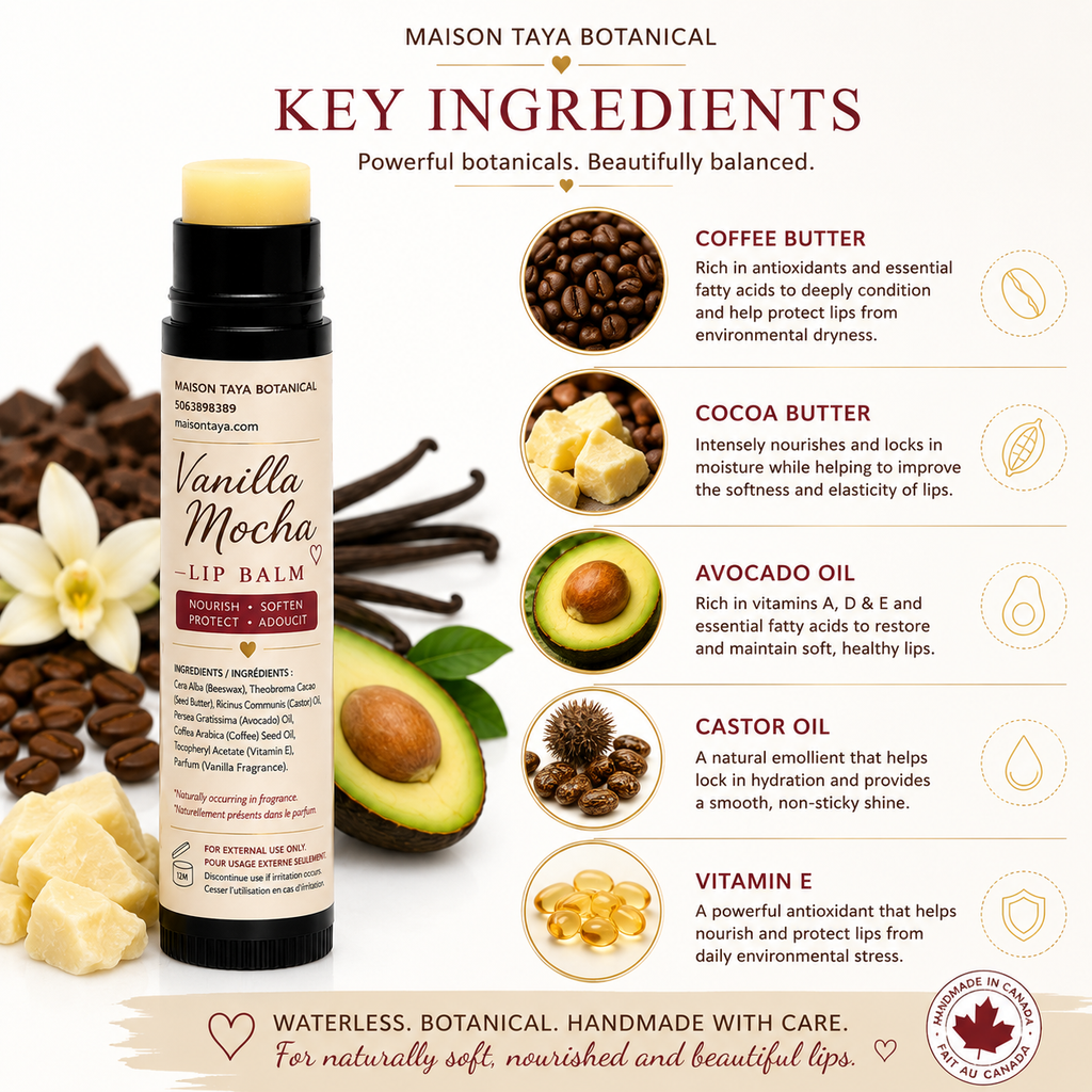 Vanilla Mocha Lip Balm | Cocoa & Coffee Butter | Botanical Moisturizer | 5 ml
