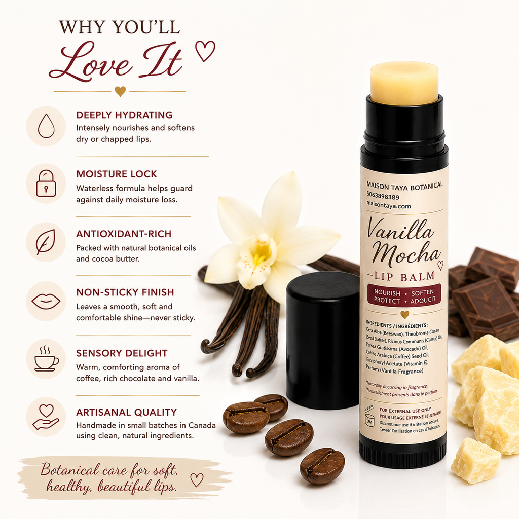 Vanilla Mocha Lip Balm | Cocoa & Coffee Butter | Botanical Moisturizer | 5 ml