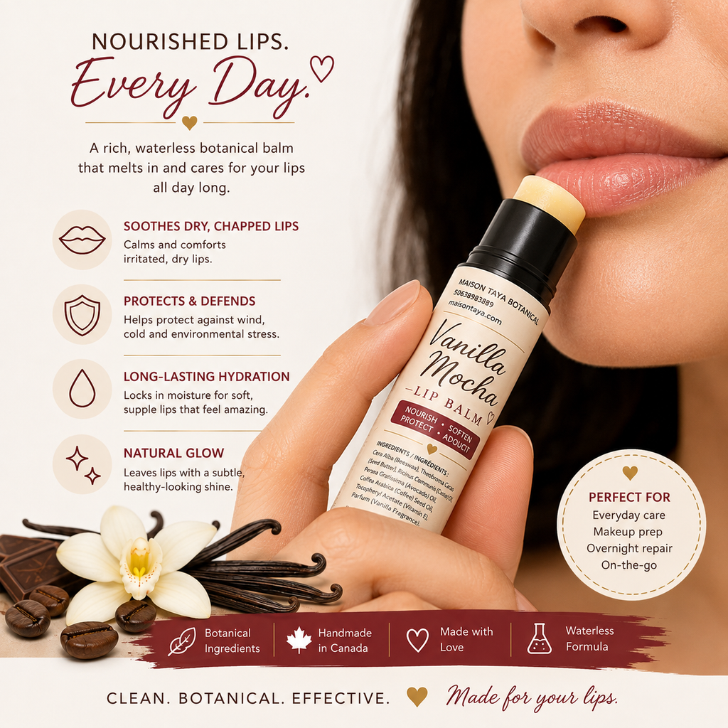 Vanilla Mocha Lip Balm | Cocoa & Coffee Butter | Botanical Moisturizer | 5 ml