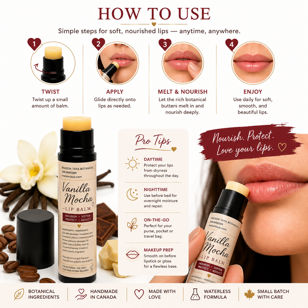 Vanilla Mocha Lip Balm | Cocoa & Coffee Butter | Botanical Moisturizer | 5 ml
