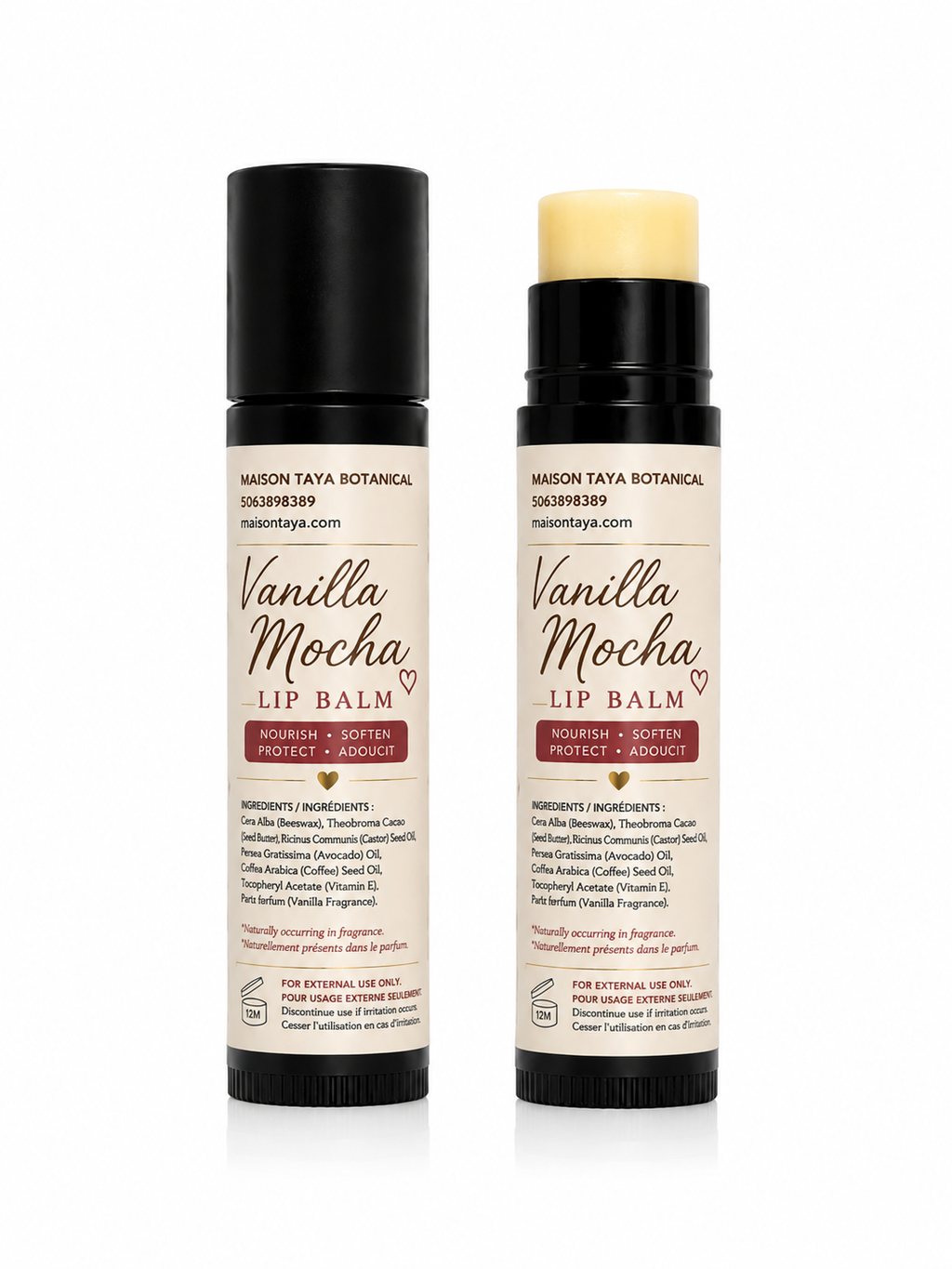 Vanilla Mocha Lip Balm | Cocoa & Coffee Butter | Botanical Moisturizer | 5 ml